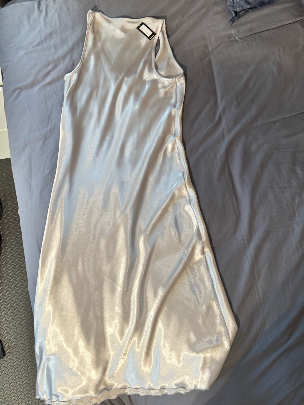 Express Silver Satin Midi Slip Dress - Picture 4 of 4